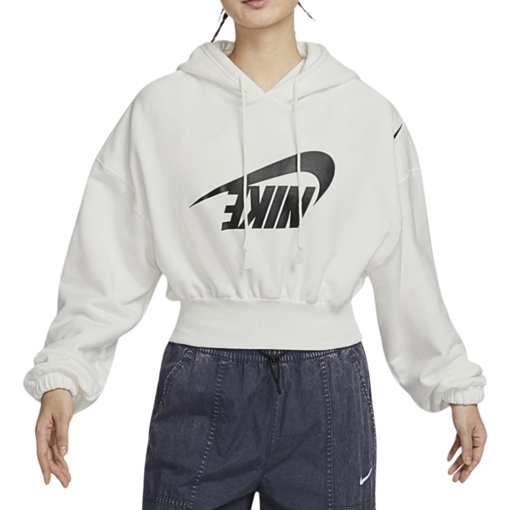 Nike FV7777-133 Sportswear Oversized Cropped French Terry Pullover Hoodie Large
